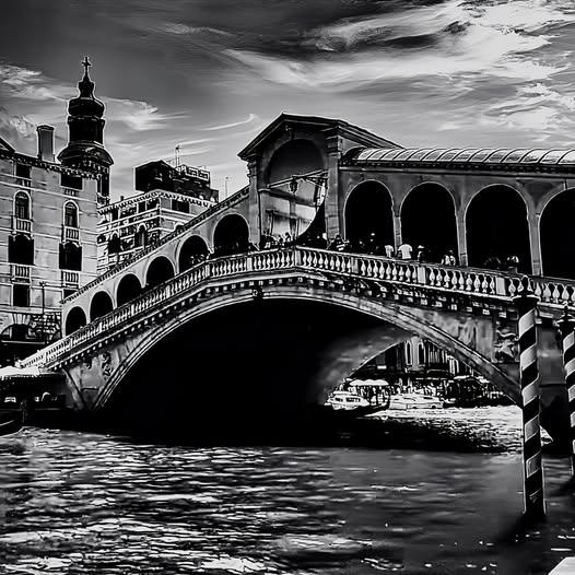 RIALTO, RIVUS ALTUS / BRIDGE ON AN AMAZINGLY GREEN CANAL
