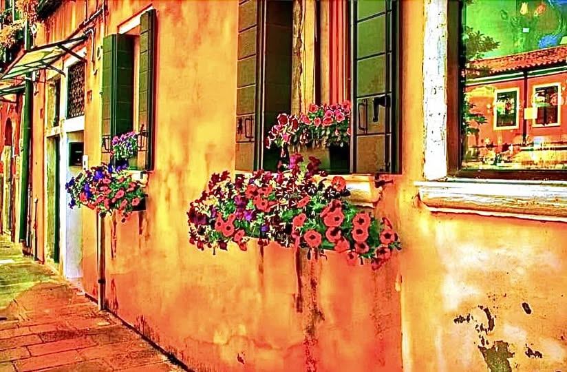OLD HOUSES AND FLOWERS