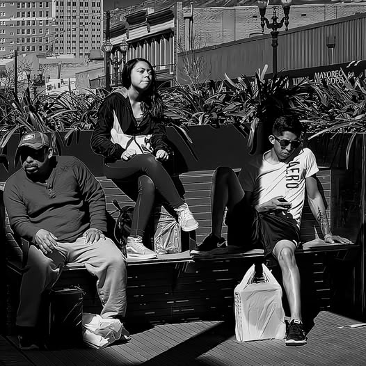 SIDEWALK TALES / 3 ON THE BENCH